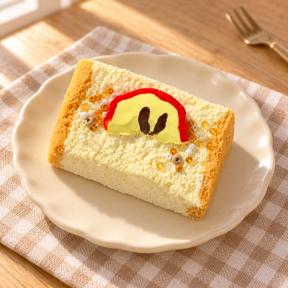 Oat Apple Pie Squishy Toy in a warm wooden-table lifestyle scene