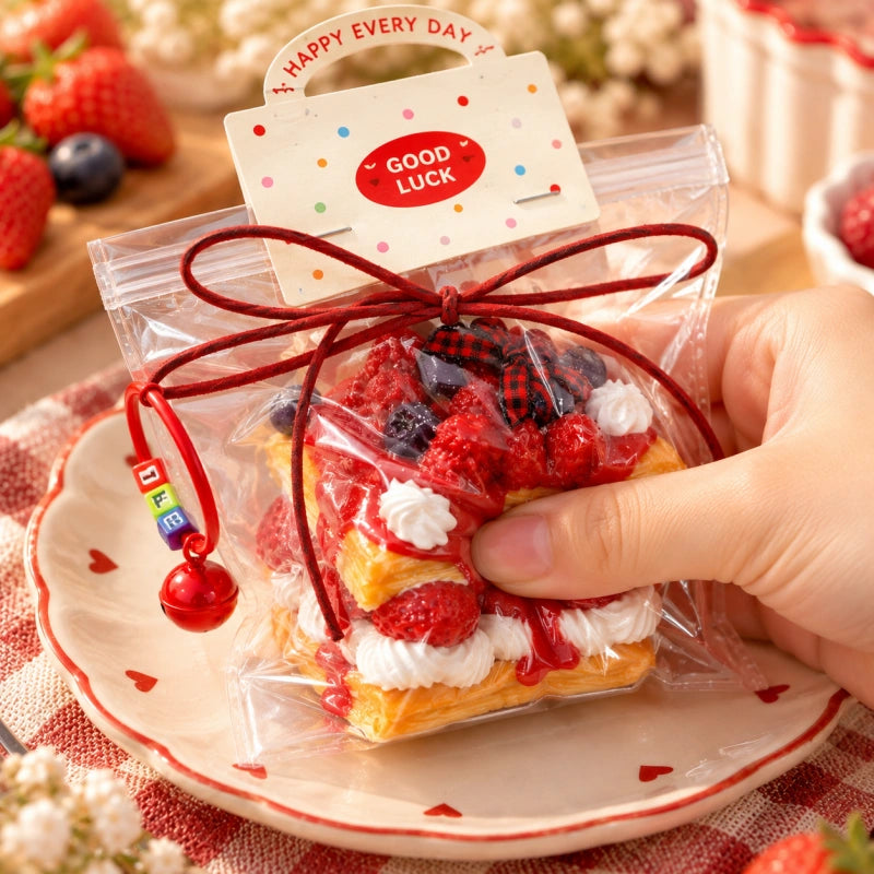 Raspberry Jam Square Cake Squishy Toy