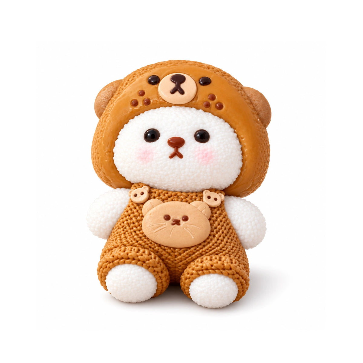 Caramel Bear Outfit Squishy Toy – white background product photo