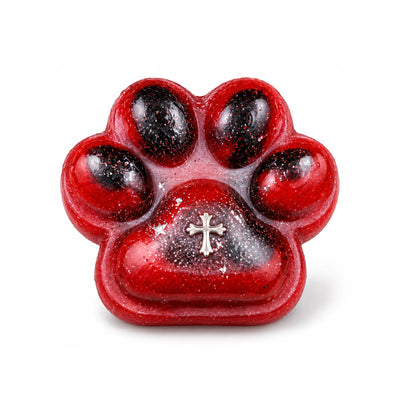 Gothic Glitter Star Red-Black Cross Cat Paw Squishy – white background product photo