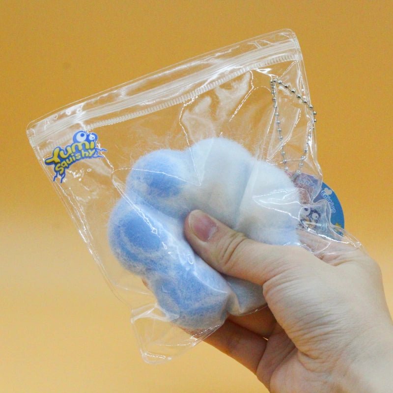 Blue & White Plush Cat Paw Squishy - squishy - Yumi Squishy