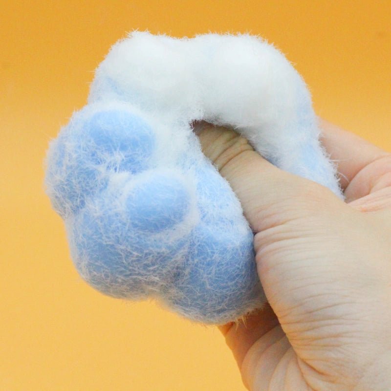 Blue & White Plush Cat Paw Squishy - squishy - Yumi Squishy