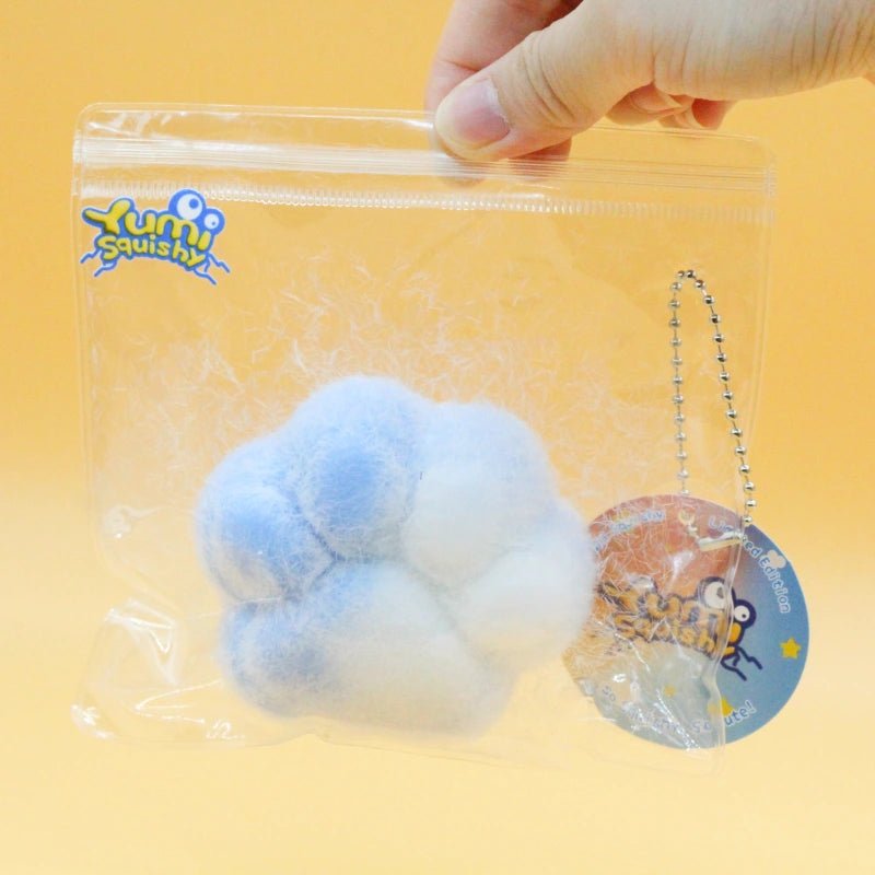 Blue & White Plush Cat Paw Squishy - squishy - Yumi Squishy