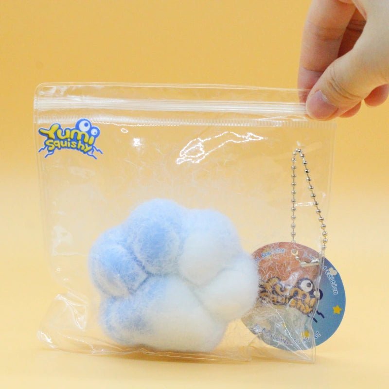 Blue & White Plush Cat Paw Squishy - squishy - Yumi Squishy