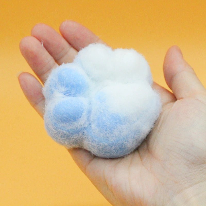 Blue & White Plush Cat Paw Squishy - squishy - Yumi Squishy