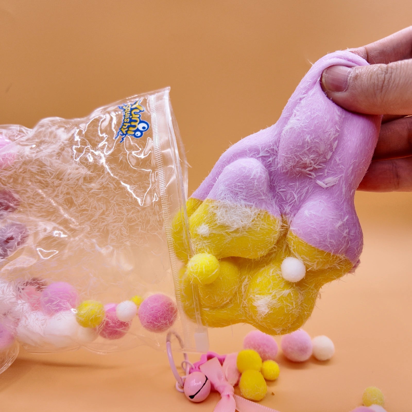 Extra Large Purple & Yellow Cat Paw Squishy (300g) - squishy - Yumi Squishy