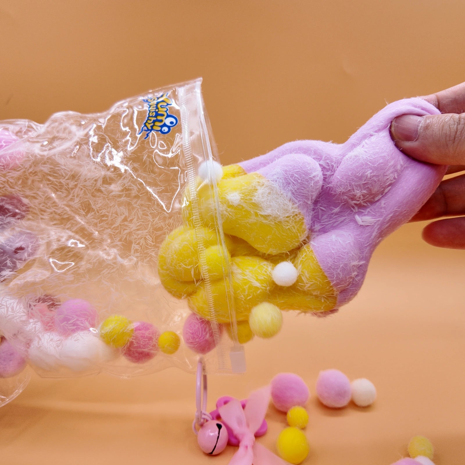 Extra Large Purple & Yellow Cat Paw Squishy (300g) - squishy - Yumi Squishy