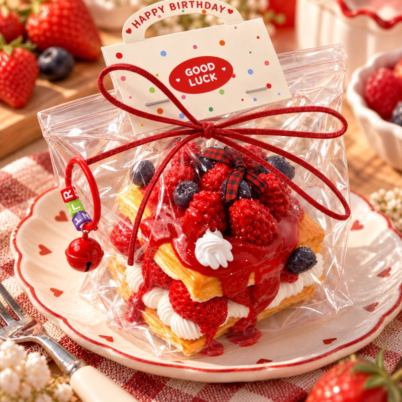 Raspberry Jam Square Cake Squishy Toy